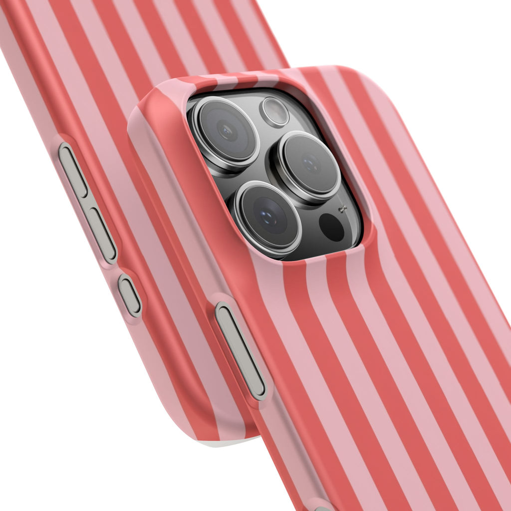 Pink Striped Phone Case — Coral Vertical Stripe Snap Case
