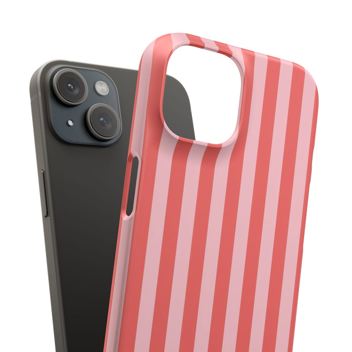 Pink Striped Phone Case — Coral Vertical Stripe Snap Case