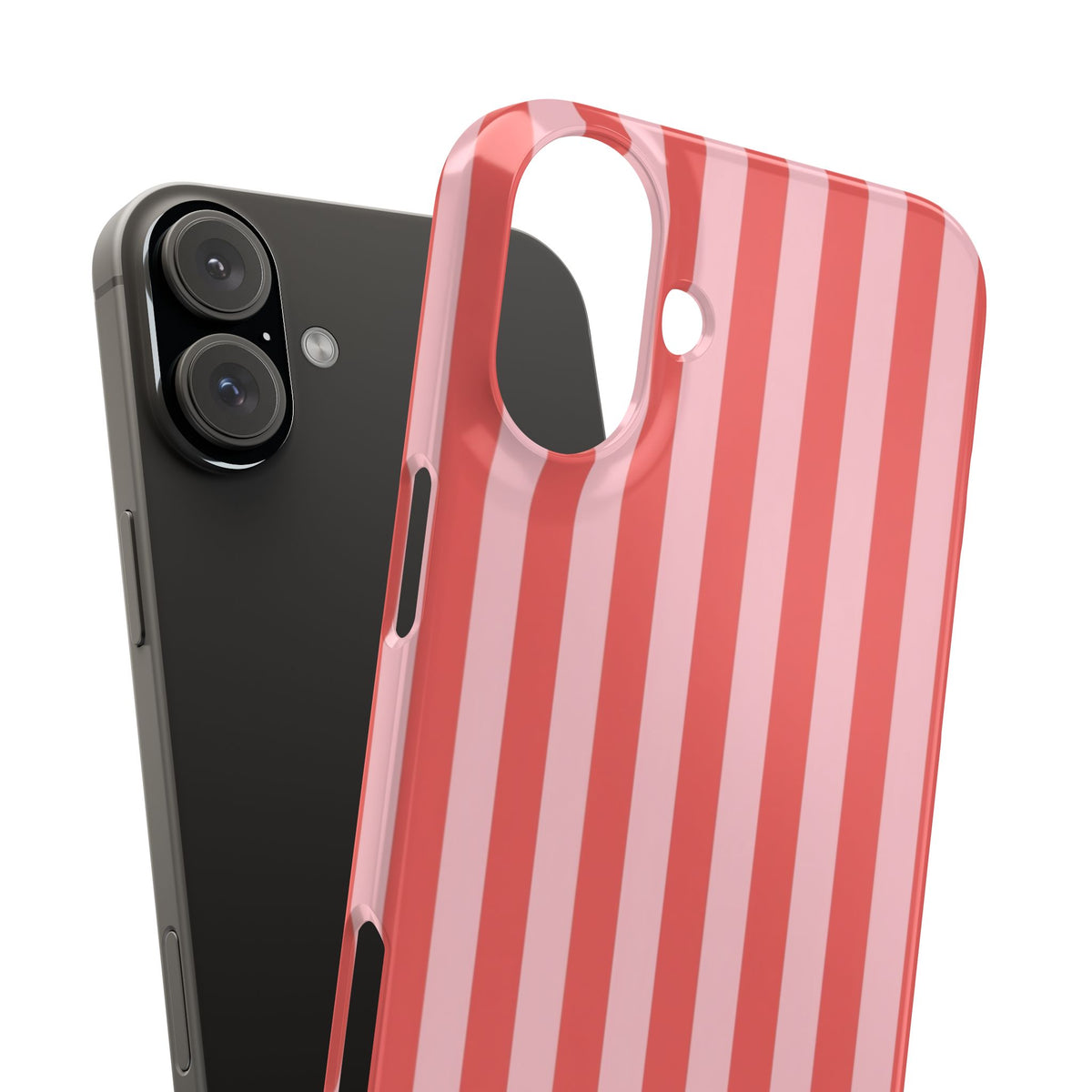 Pink Striped Phone Case — Coral Vertical Stripe Snap Case