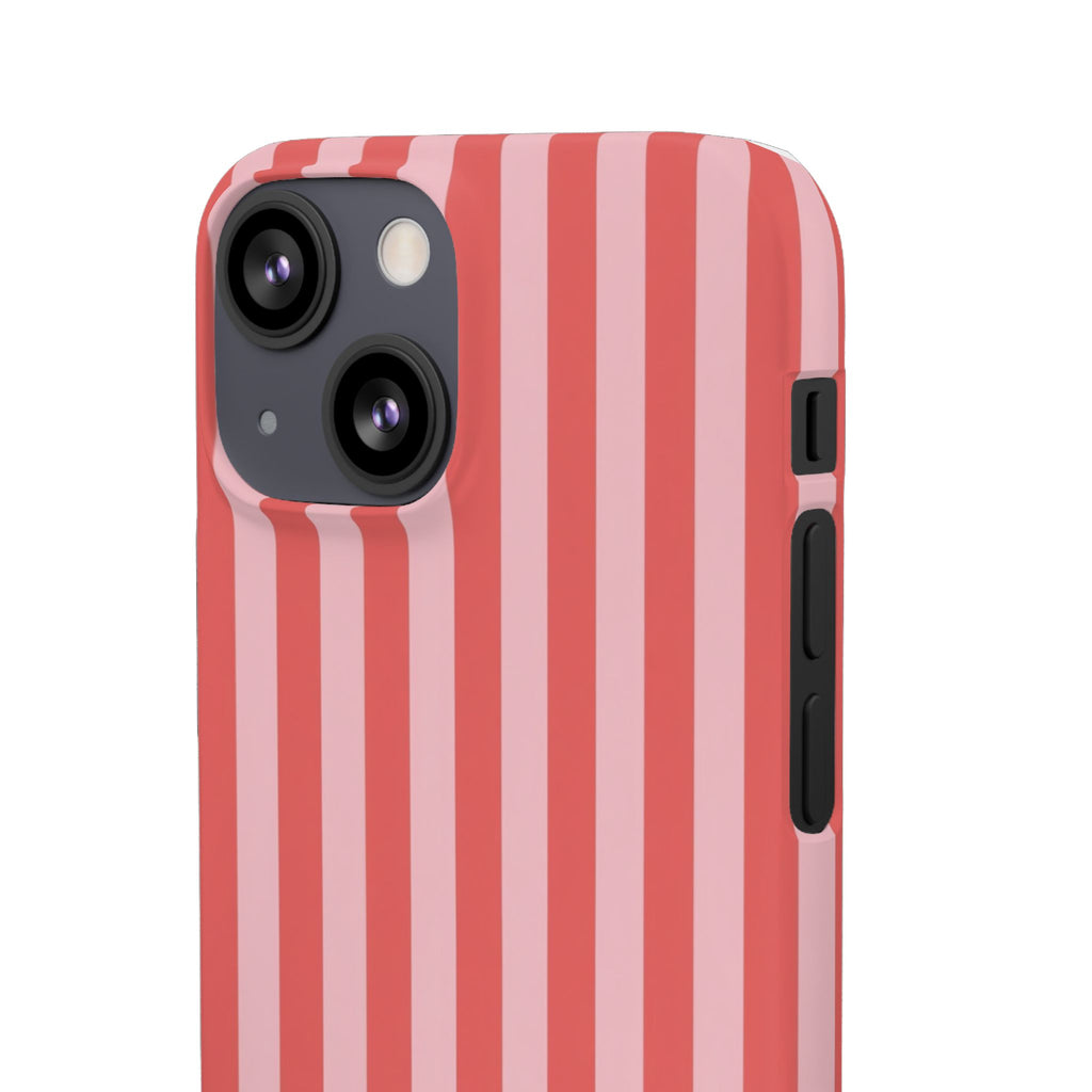 Pink Striped Phone Case — Coral Vertical Stripe Snap Case