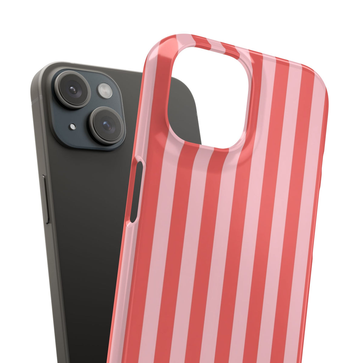 Pink Striped Phone Case — Coral Vertical Stripe Snap Case