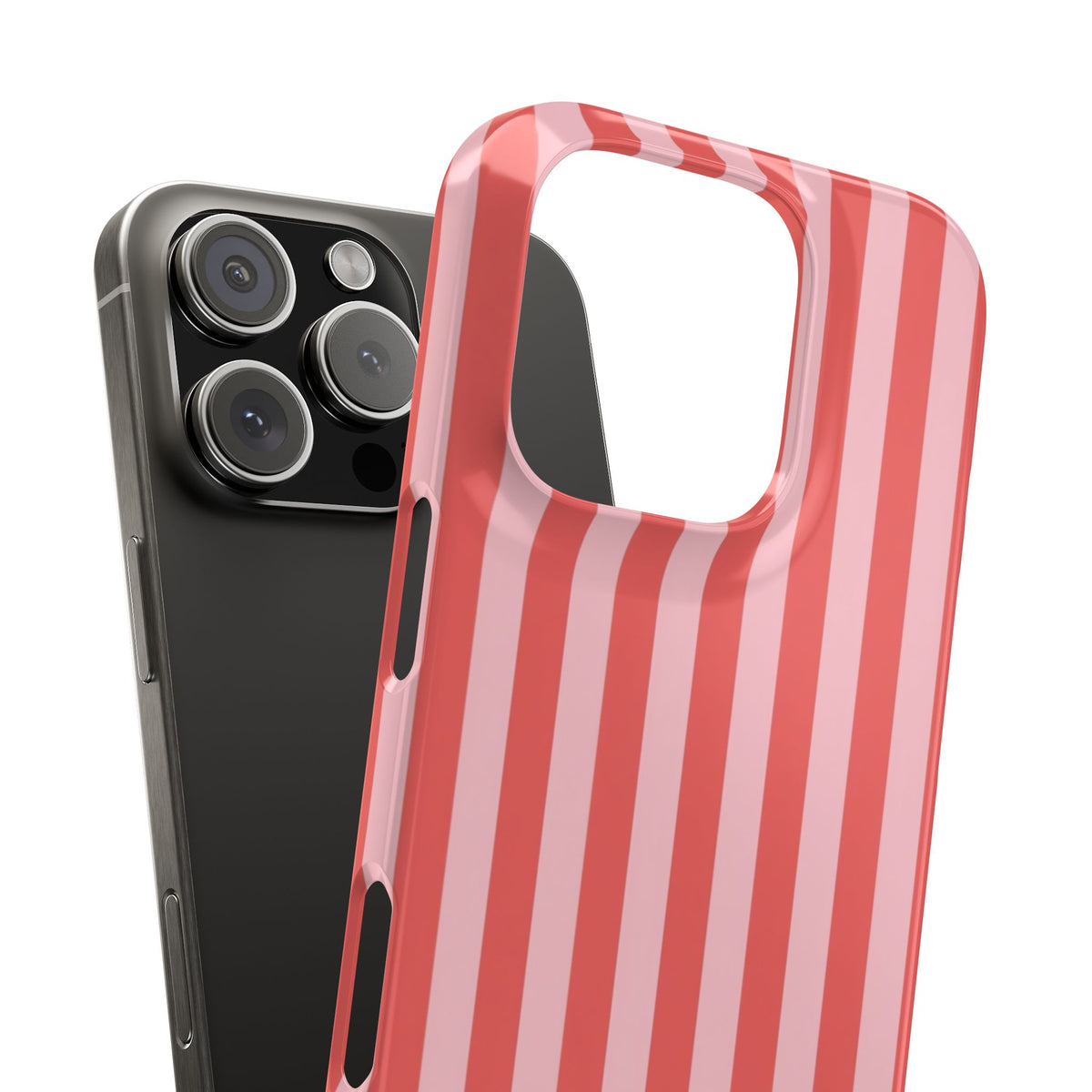 Pink Striped Phone Case — Coral Vertical Stripe Snap Case