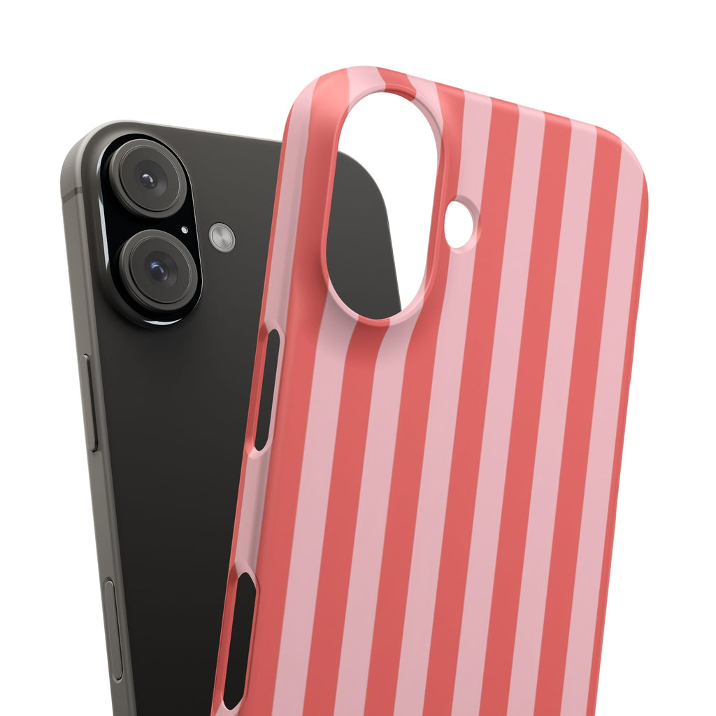 Pink Striped Phone Case — Coral Vertical Stripe Snap Case