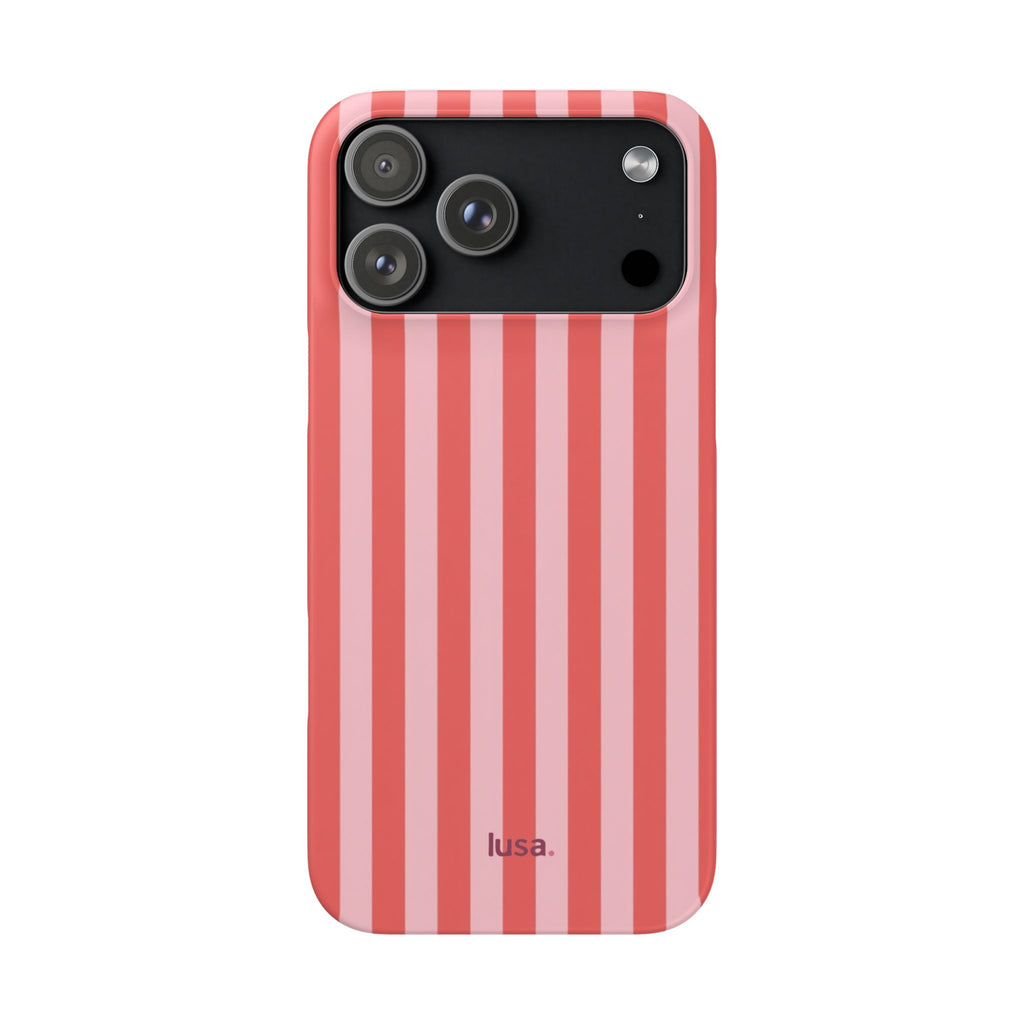 Pink Striped Phone Case — Coral Vertical Stripe Snap Case