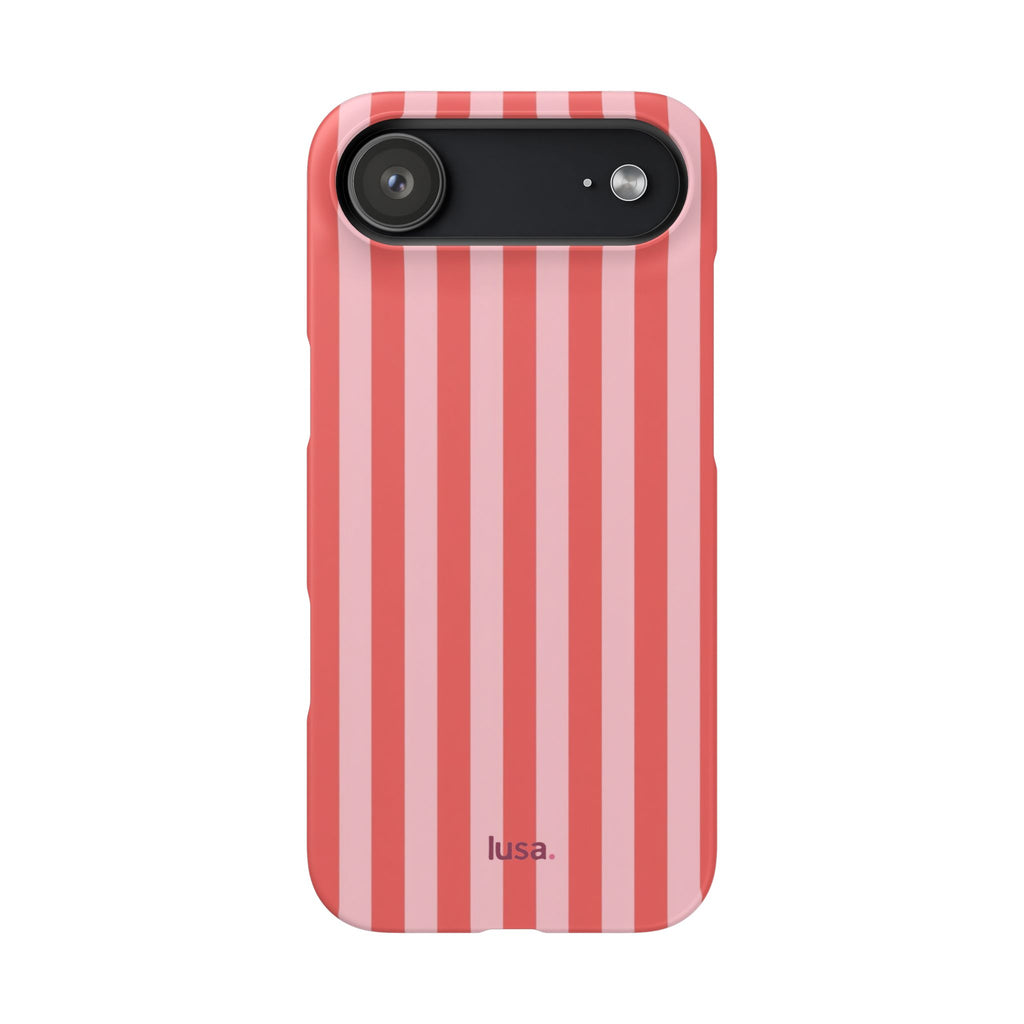 Pink Striped Phone Case — Coral Vertical Stripe Snap Case