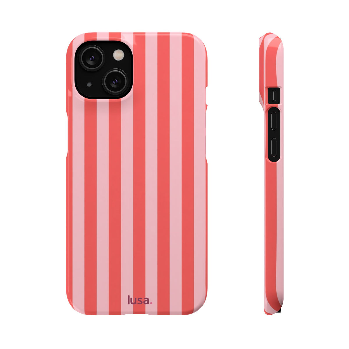 Pink Striped Phone Case — Coral Vertical Stripe Snap Case