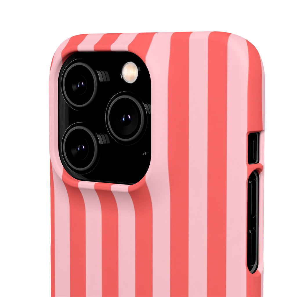 Pink Striped Phone Case — Coral Vertical Stripe Snap Case