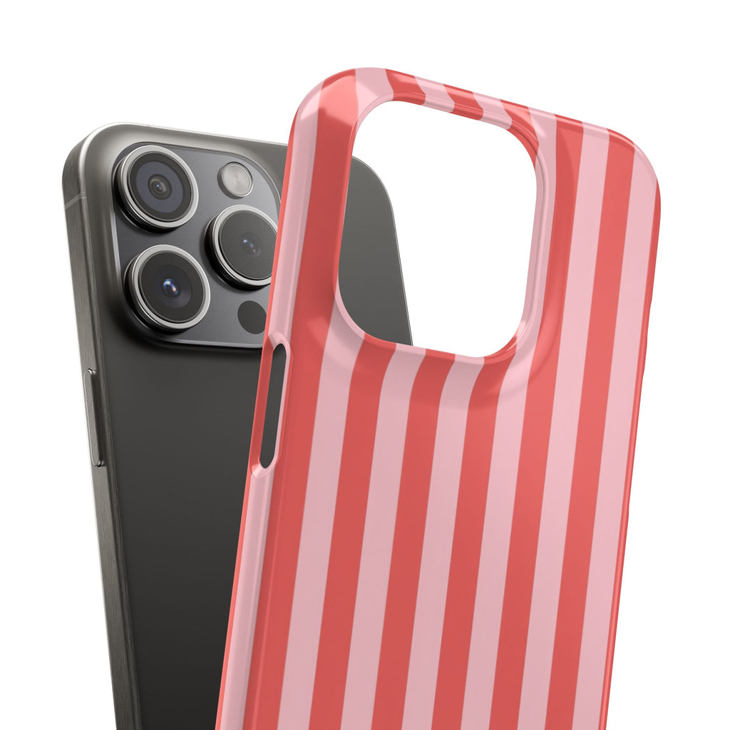 Pink Striped Phone Case — Coral Vertical Stripe Snap Case