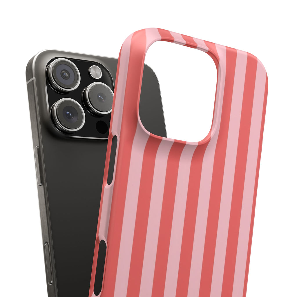 Pink Striped Phone Case — Coral Vertical Stripe Snap Case