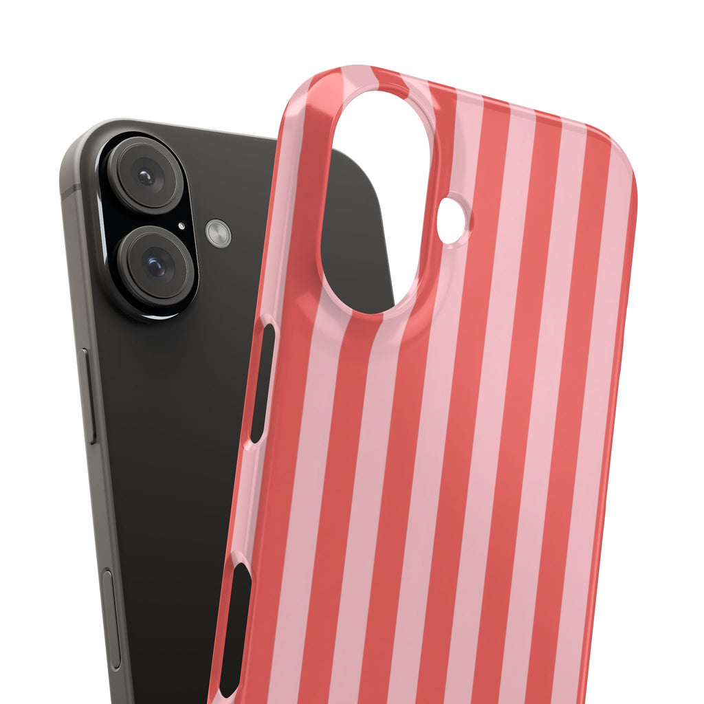 Pink Striped Phone Case — Coral Vertical Stripe Snap Case