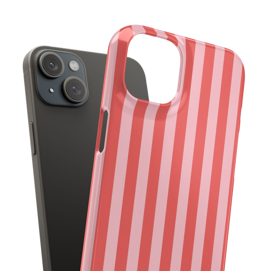 Pink Striped Phone Case — Coral Vertical Stripe Snap Case