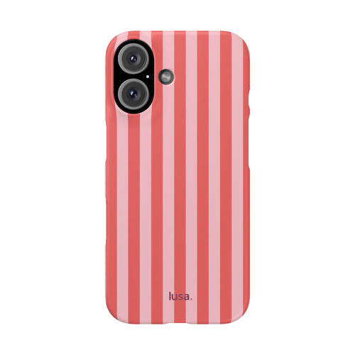 Pink Striped Phone Case — Coral Vertical Stripe Snap Case