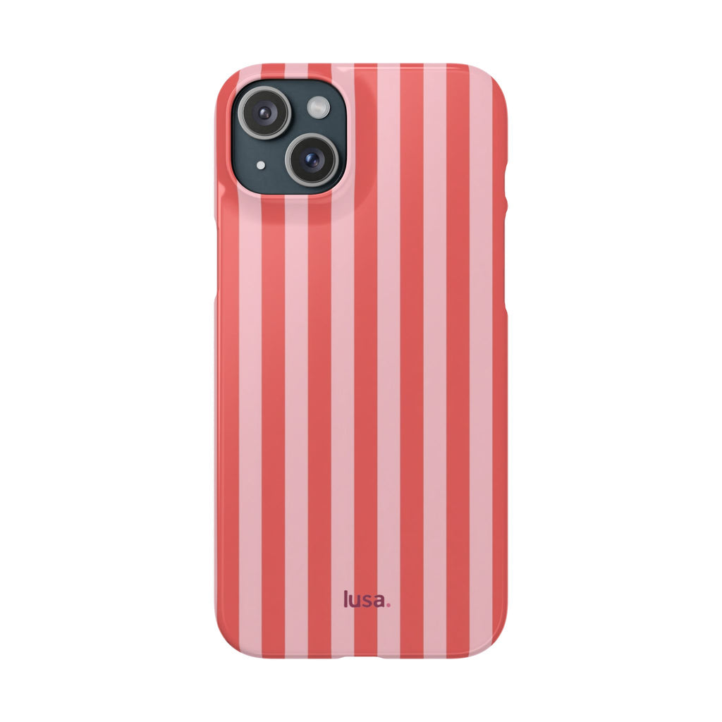 Pink Striped Phone Case — Coral Vertical Stripe Snap Case