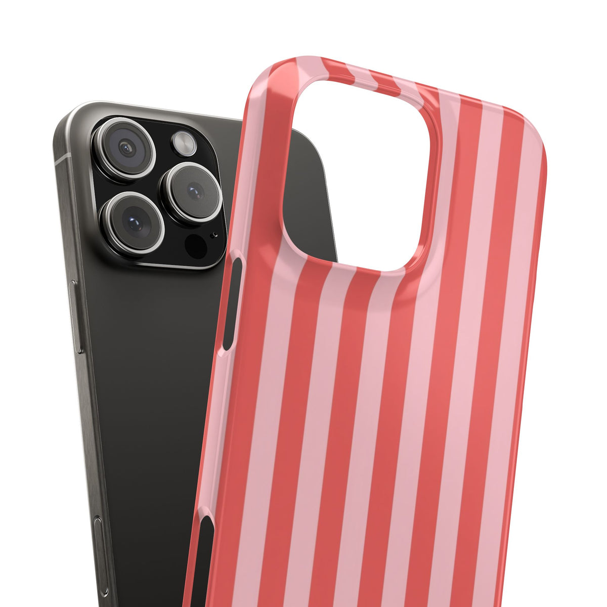 Pink Striped Phone Case — Coral Vertical Stripe Snap Case
