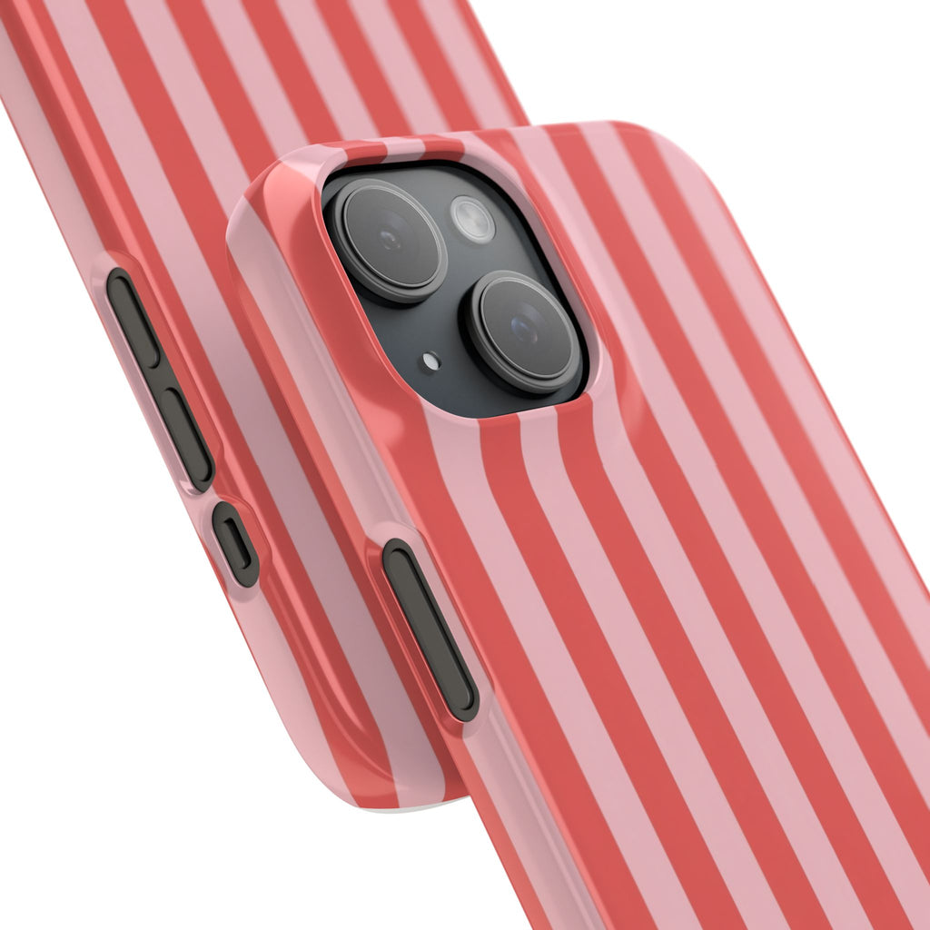 Pink Striped Phone Case — Coral Vertical Stripe Snap Case