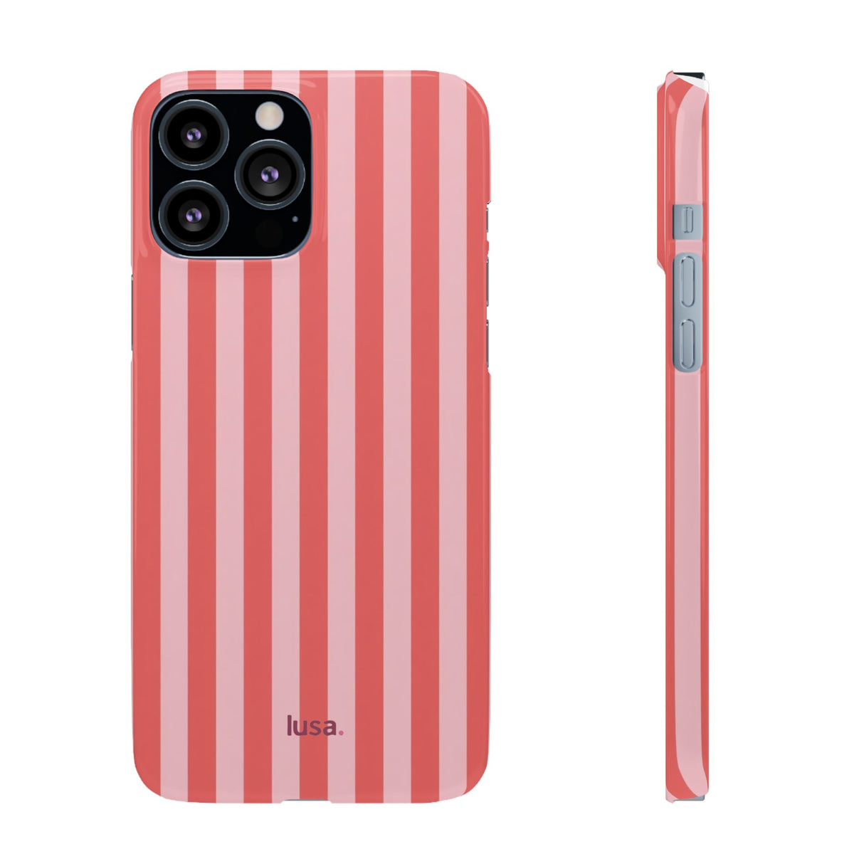 Pink Striped Phone Case — Coral Vertical Stripe Snap Case