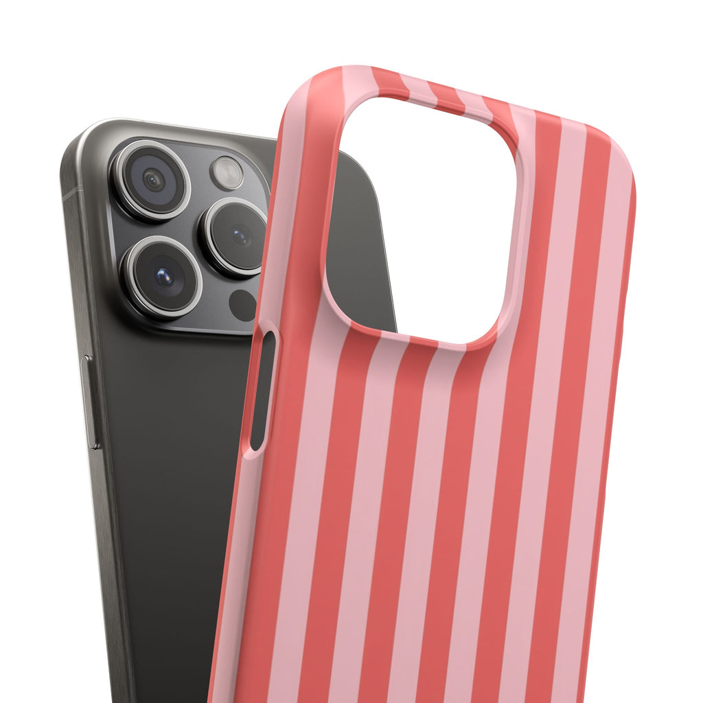Pink Striped Phone Case — Coral Vertical Stripe Snap Case