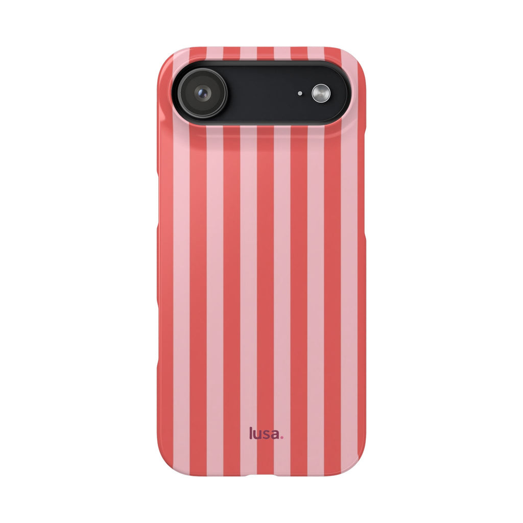 Pink Striped Phone Case — Coral Vertical Stripe Snap Case