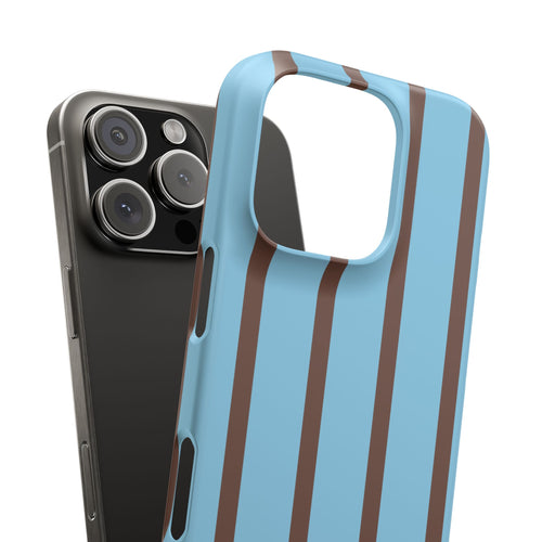 Blue & Brown Vertical Stripe Phone Case — Slim Protective Snap Case