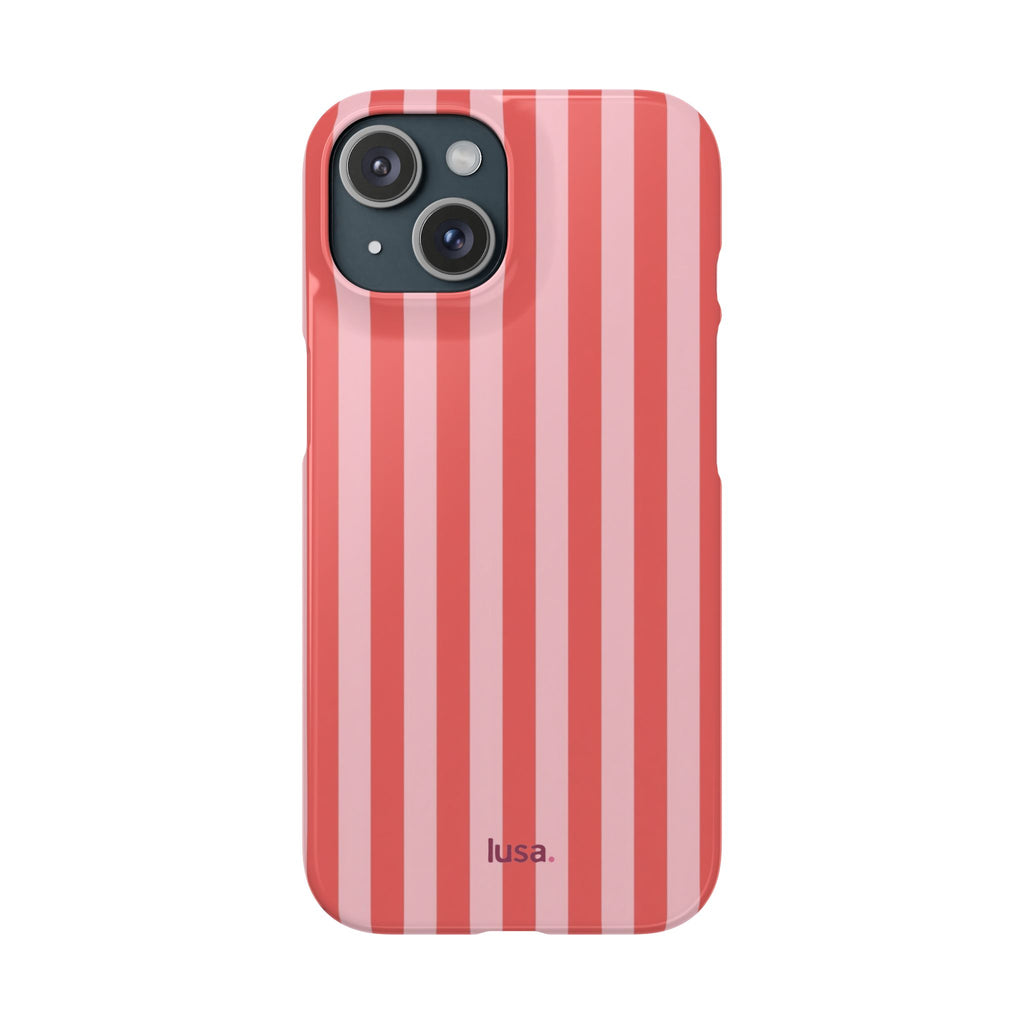 Pink Striped Phone Case — Coral Vertical Stripe Snap Case