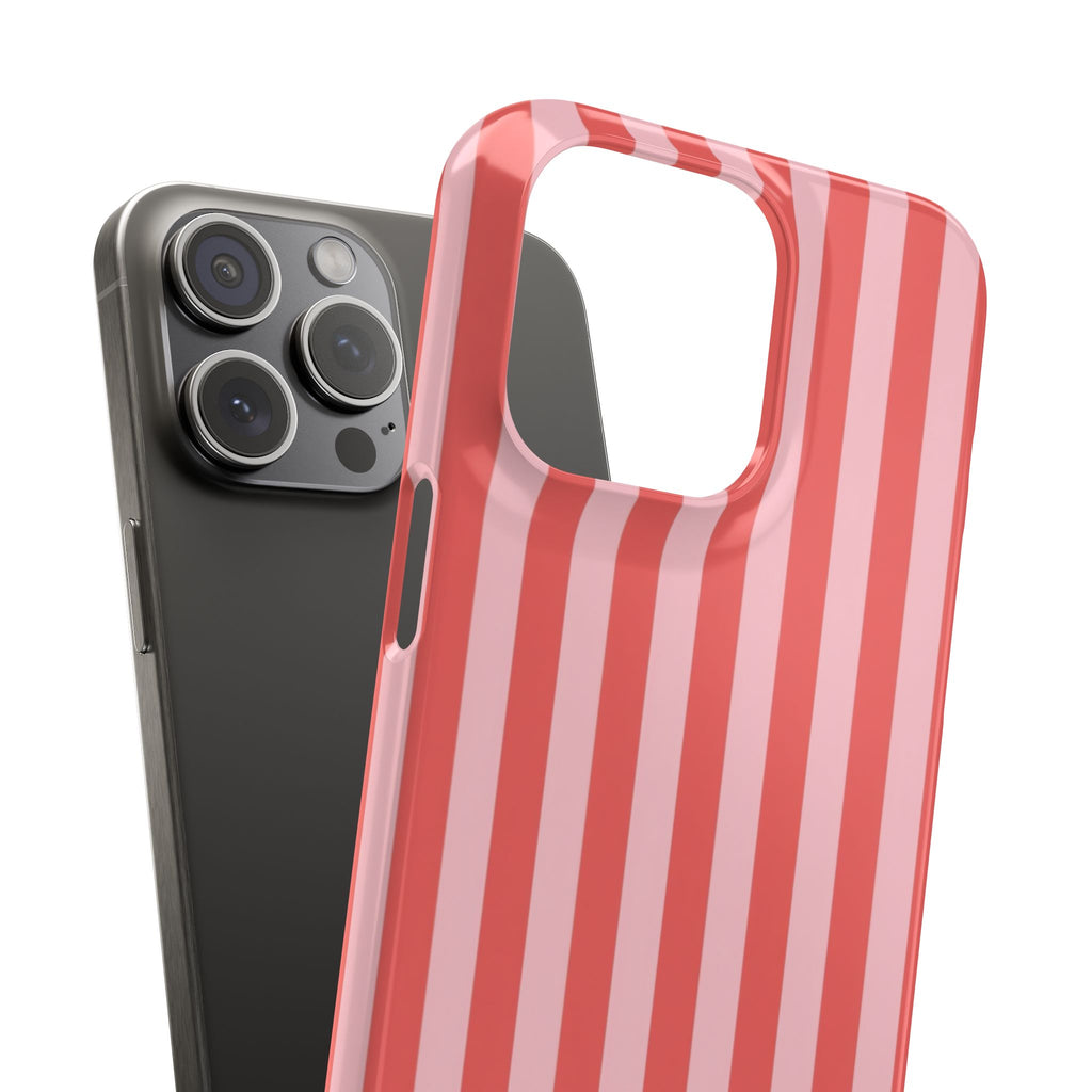 Pink Striped Phone Case — Coral Vertical Stripe Snap Case