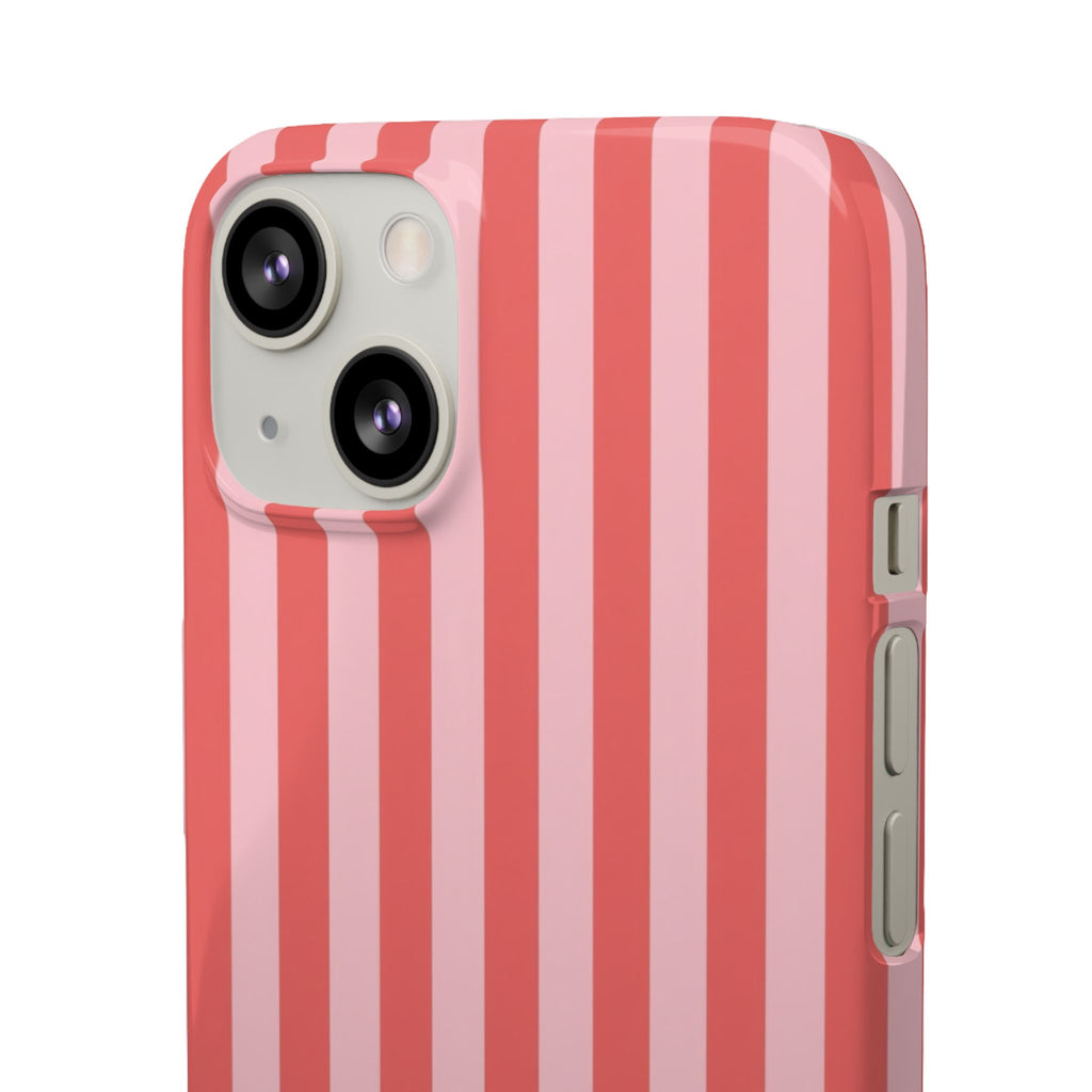 Pink Striped Phone Case — Coral Vertical Stripe Snap Case
