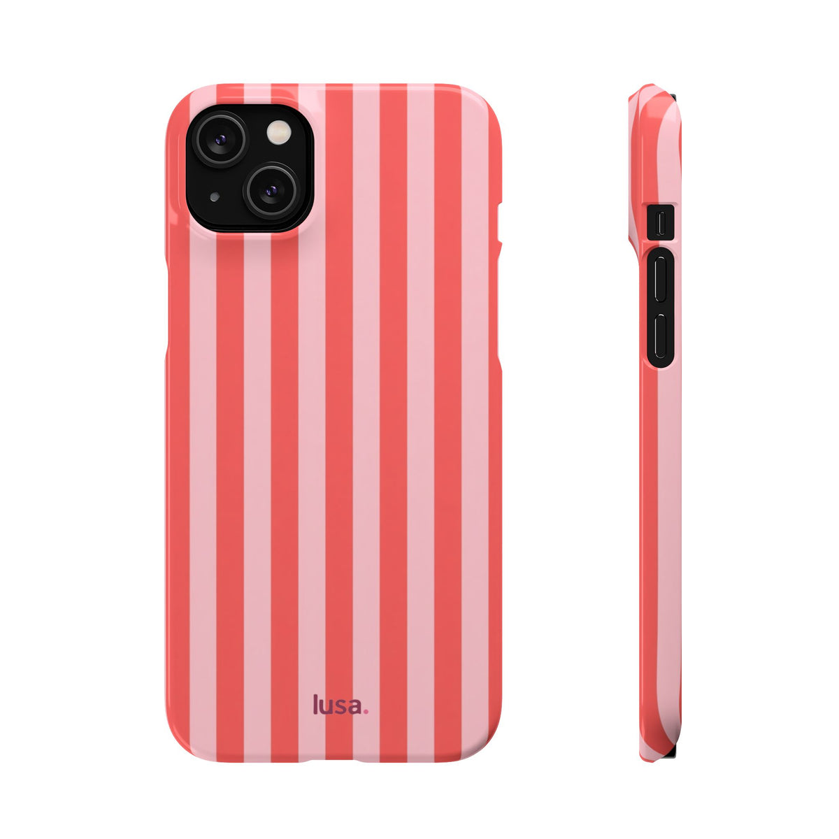 Pink Striped Phone Case — Coral Vertical Stripe Snap Case