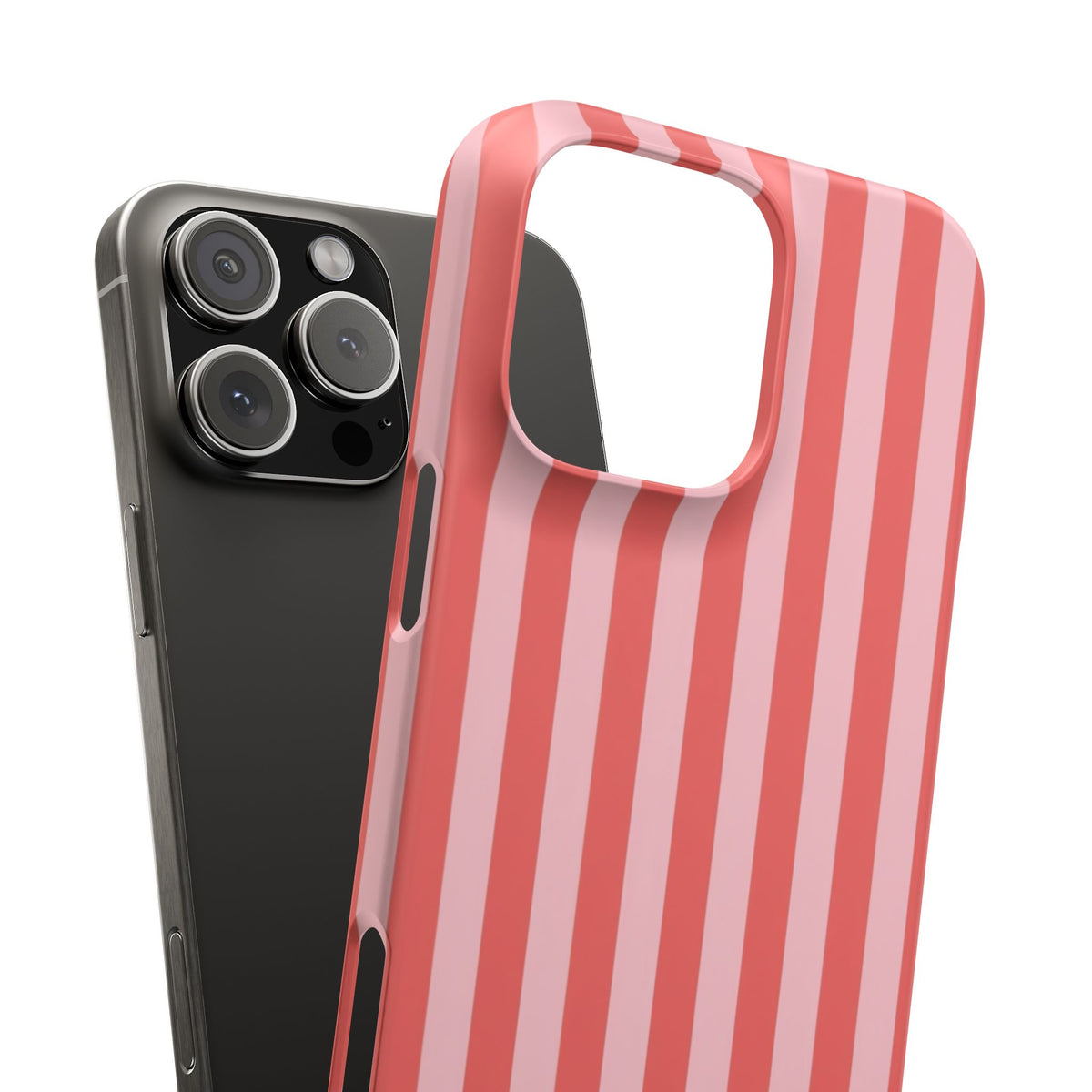 Pink Striped Phone Case — Coral Vertical Stripe Snap Case