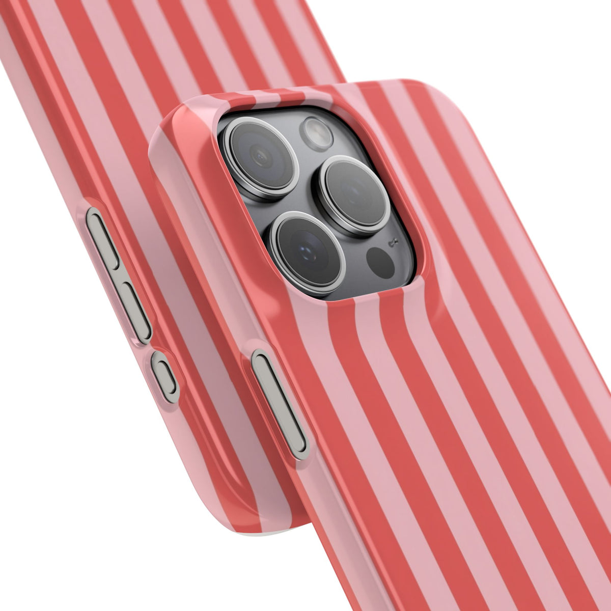 Pink Striped Phone Case — Coral Vertical Stripe Snap Case