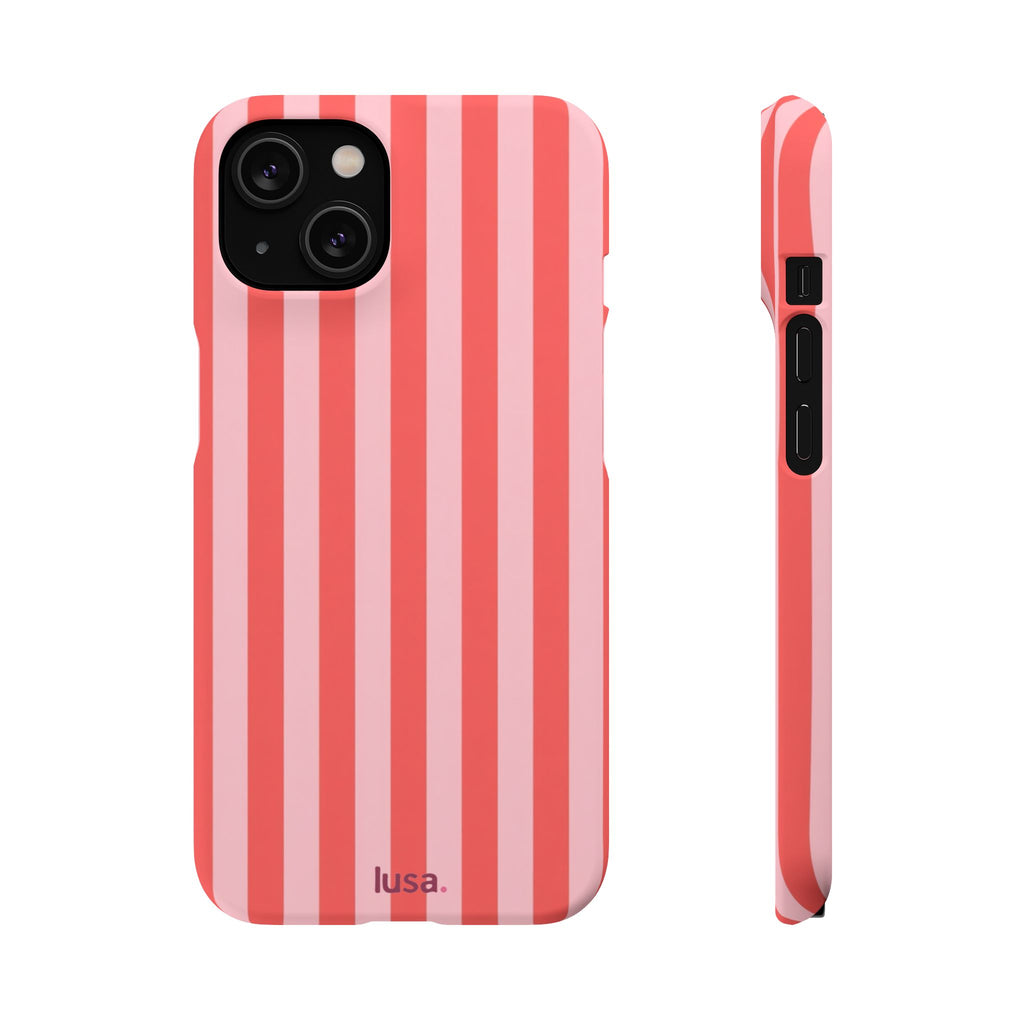 Pink Striped Phone Case — Coral Vertical Stripe Snap Case