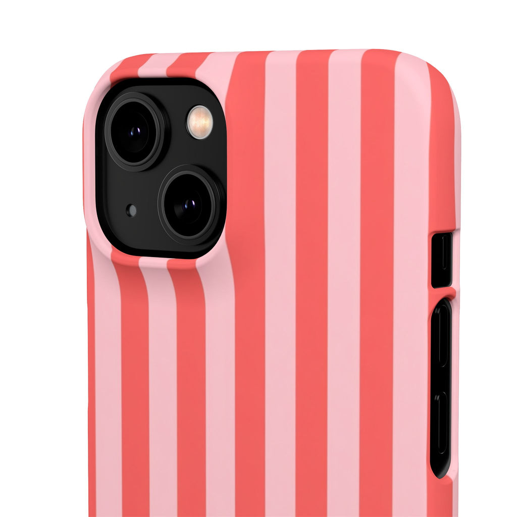 Pink Striped Phone Case — Coral Vertical Stripe Snap Case