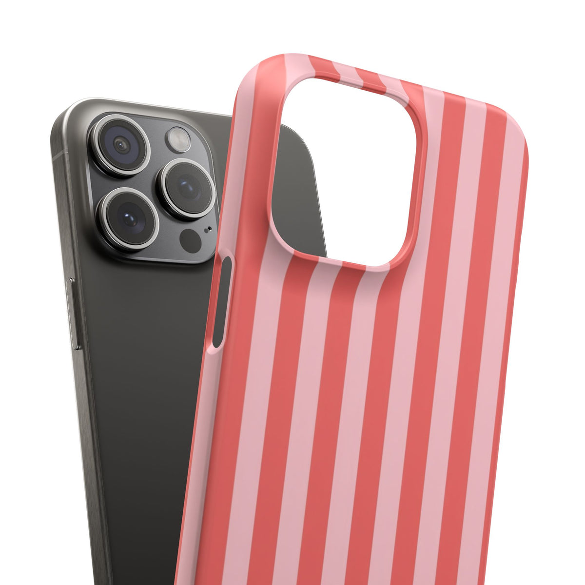 Pink Striped Phone Case — Coral Vertical Stripe Snap Case