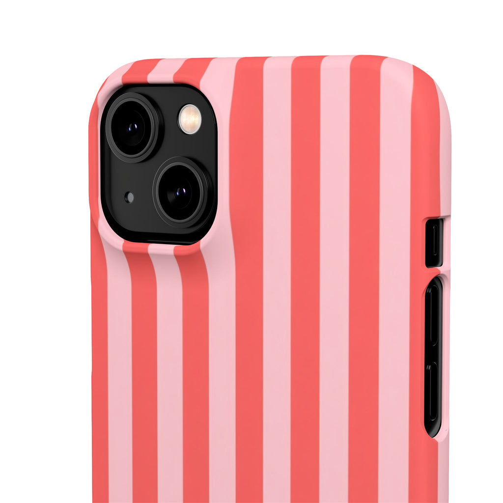 Pink Striped Phone Case — Coral Vertical Stripe Snap Case