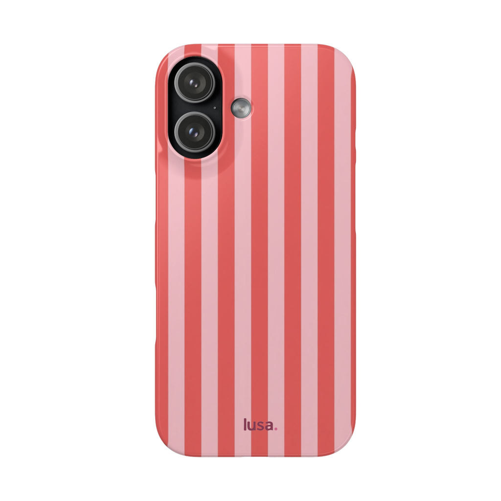 Pink Striped Phone Case — Coral Vertical Stripe Snap Case