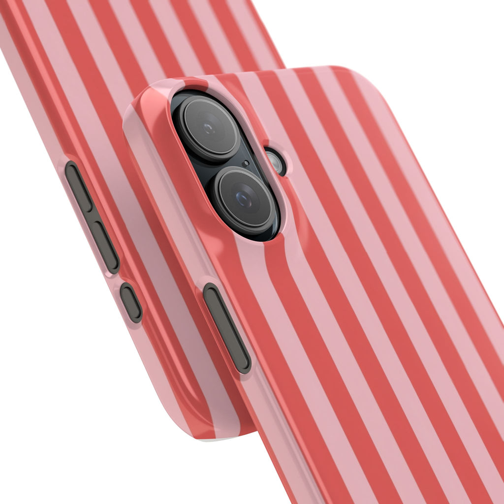 Pink Striped Phone Case — Coral Vertical Stripe Snap Case