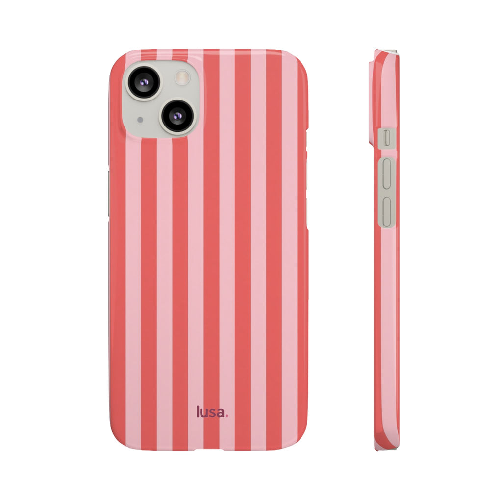 Pink Striped Phone Case — Coral Vertical Stripe Snap Case