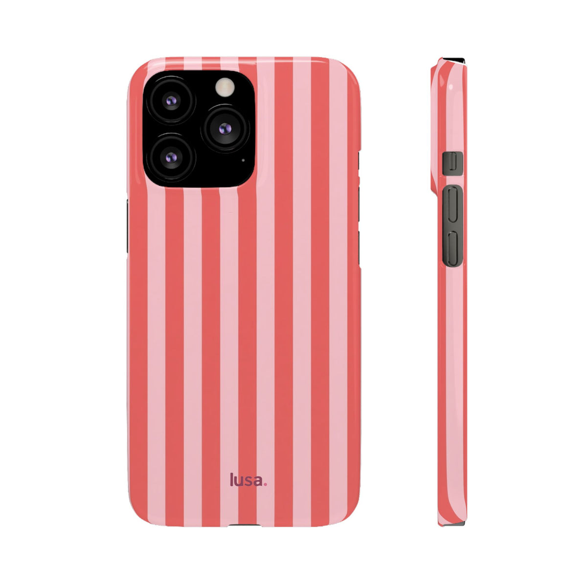 Pink Striped Phone Case — Coral Vertical Stripe Snap Case