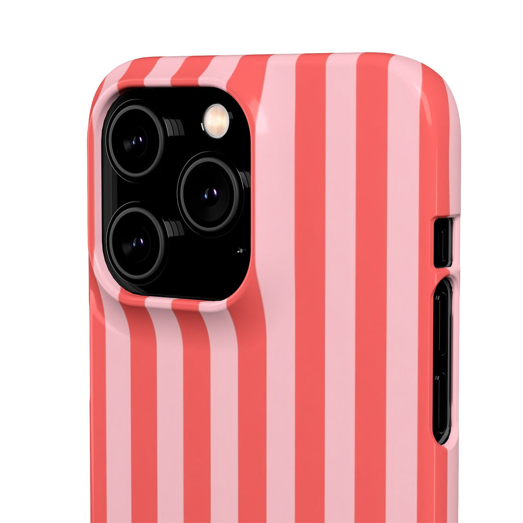Pink Striped Phone Case — Coral Vertical Stripe Snap Case
