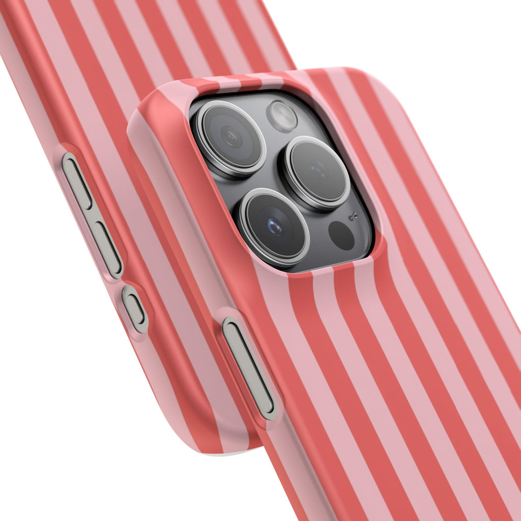 Pink Striped Phone Case — Coral Vertical Stripe Snap Case