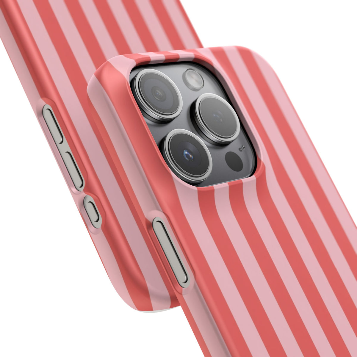 Pink Striped Phone Case — Coral Vertical Stripe Snap Case