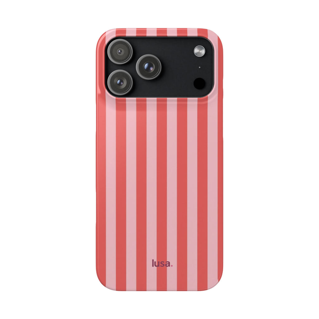 Pink Striped Phone Case — Coral Vertical Stripe Snap Case