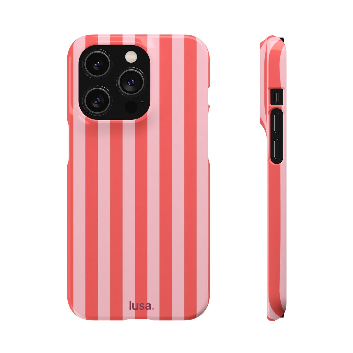 Pink Striped Phone Case — Coral Vertical Stripe Snap Case