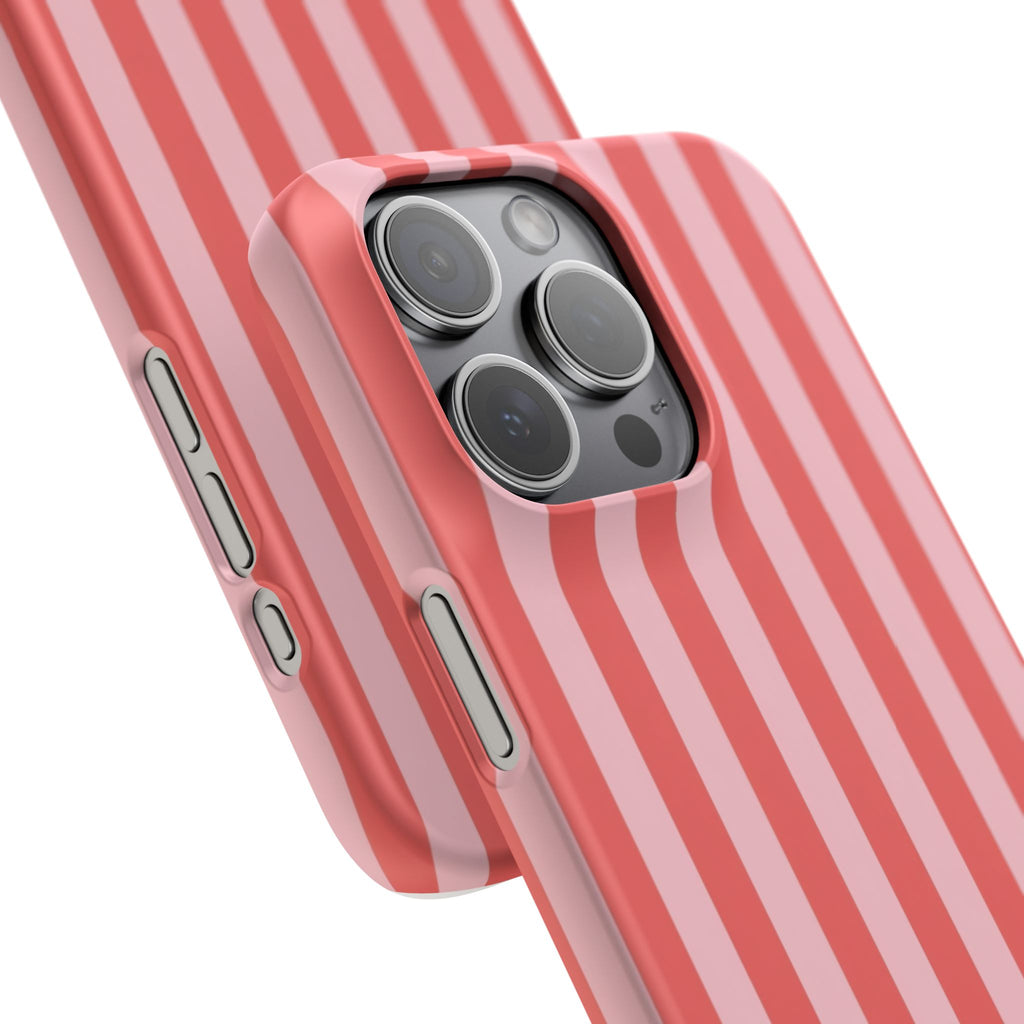 Pink Striped Phone Case — Coral Vertical Stripe Snap Case