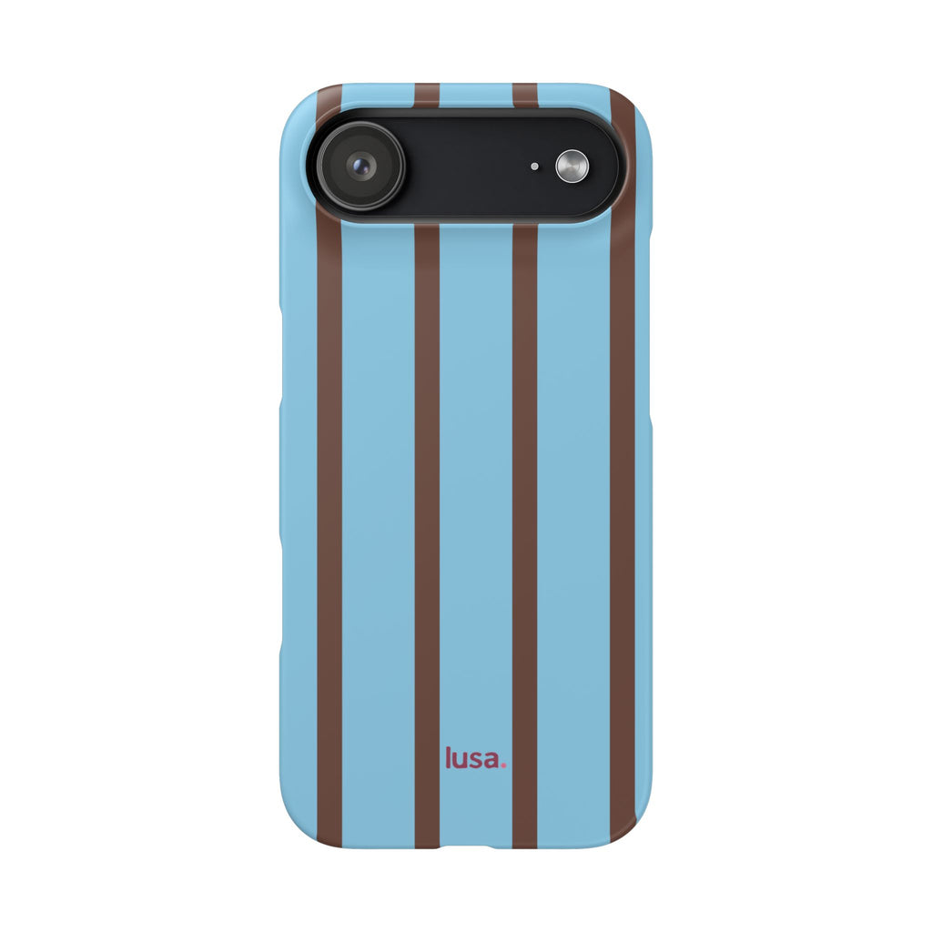 Blue & Brown Vertical Stripe Phone Case — Slim Protective Snap Case