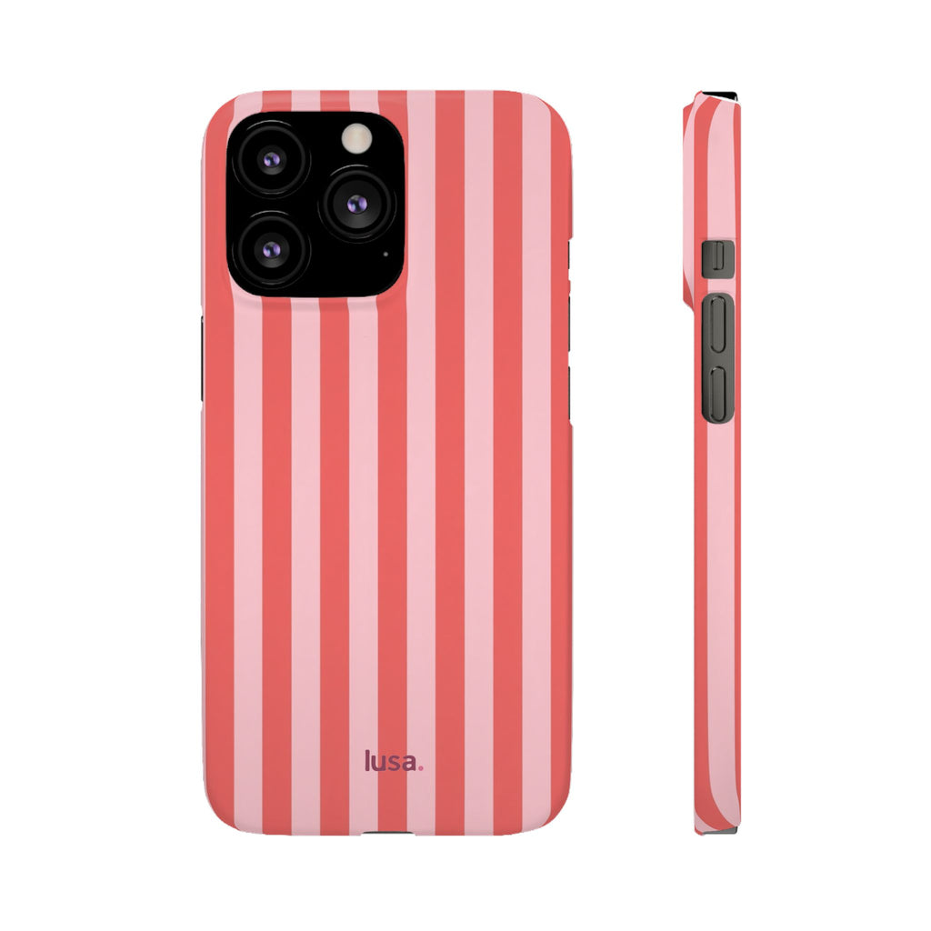 Pink Striped Phone Case — Coral Vertical Stripe Snap Case