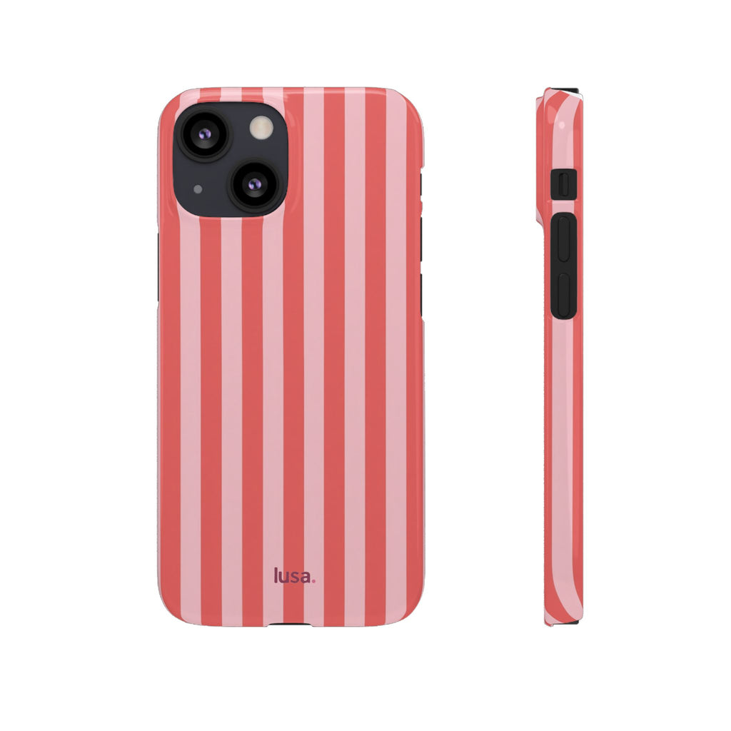 Pink Striped Phone Case — Coral Vertical Stripe Snap Case