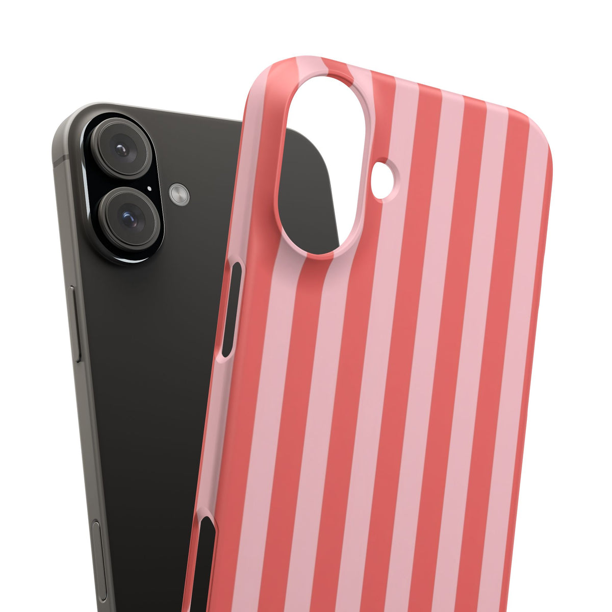 Pink Striped Phone Case — Coral Vertical Stripe Snap Case