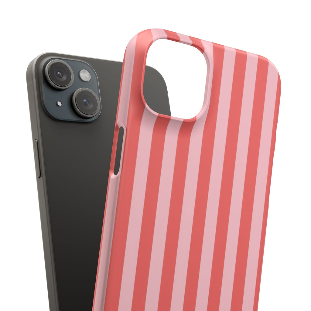 Pink Striped Phone Case — Coral Vertical Stripe Snap Case