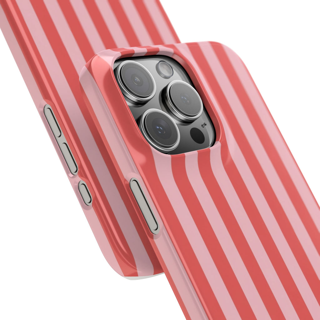 Pink Striped Phone Case — Coral Vertical Stripe Snap Case