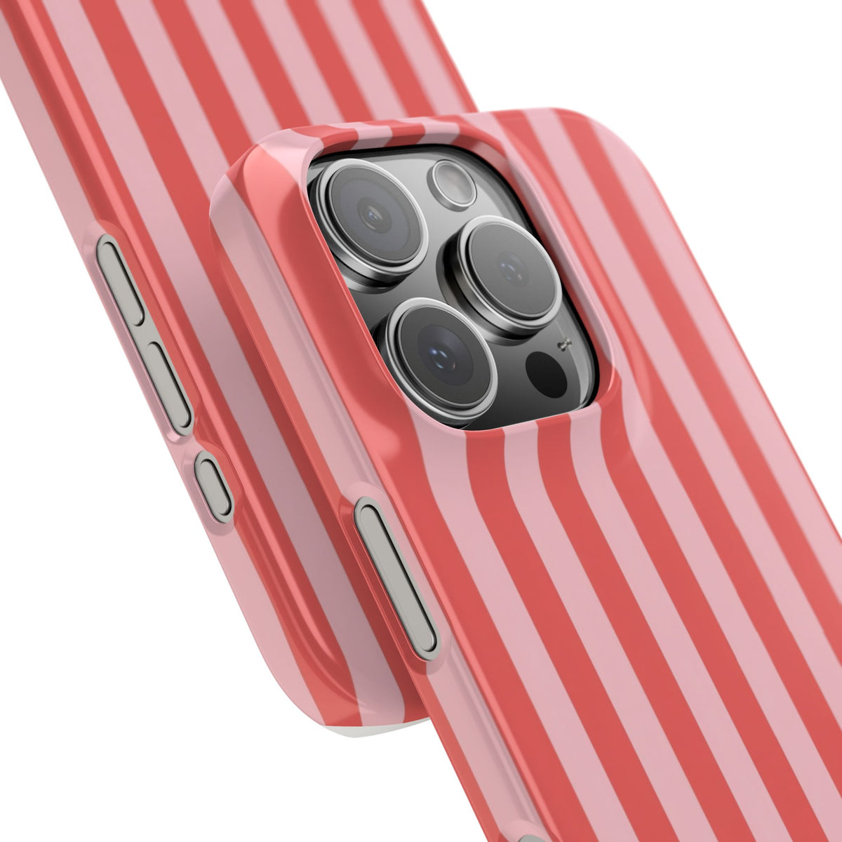Pink Striped Phone Case — Coral Vertical Stripe Snap Case